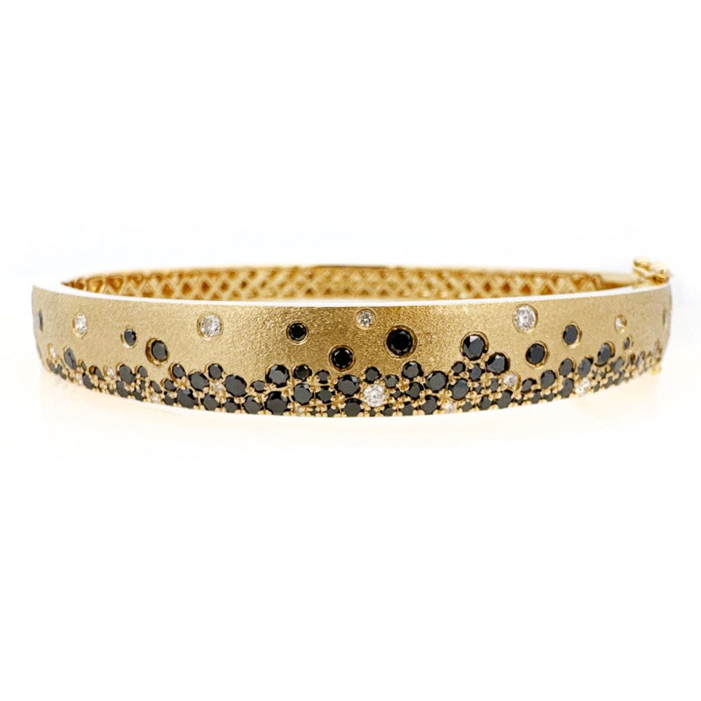 Scattered Black&White Sapphire Confetti Bangle Bracelet
