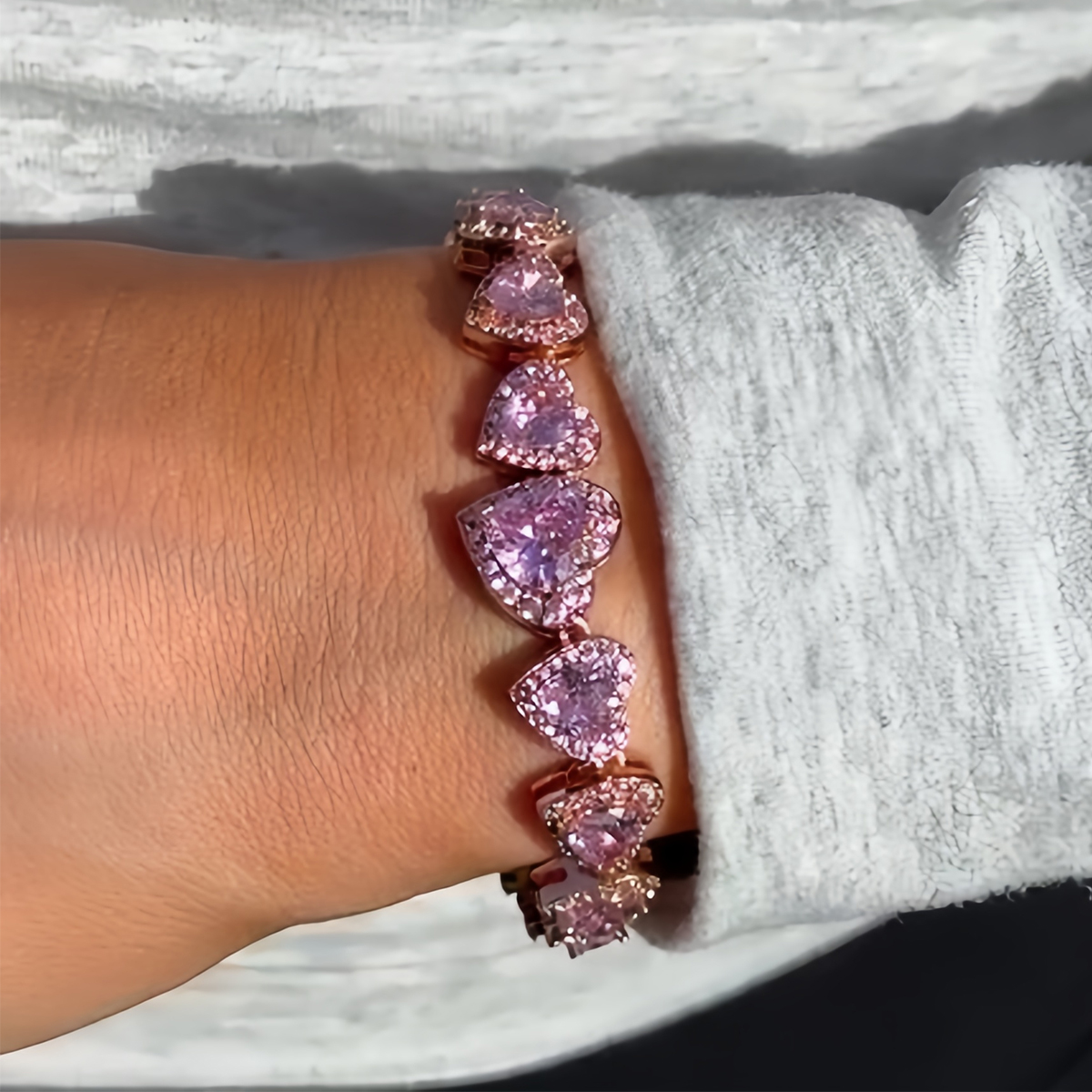 Diamond Heart Bracelet Rose Gold Pave Jewelry for Men