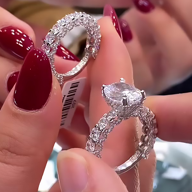 2ct Oval Cut White Sapphire Wedding Set