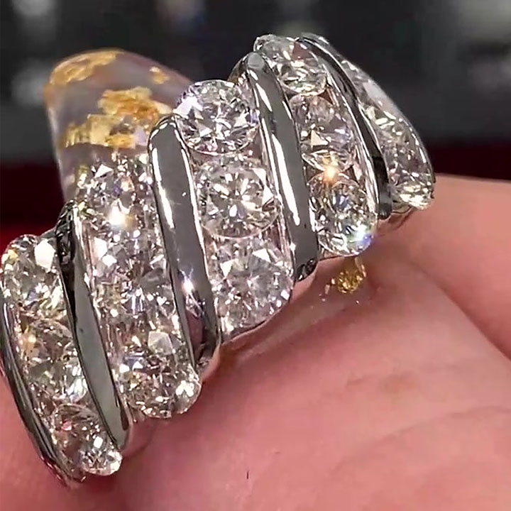 7.5ct Art Deco Round Cut White Sapphire Eternity Ring