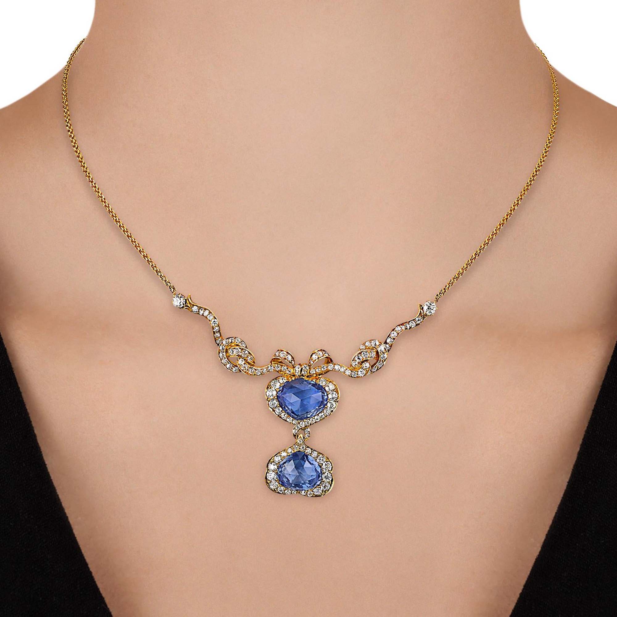 Stunning Irregular Cut Sapphire Necklace