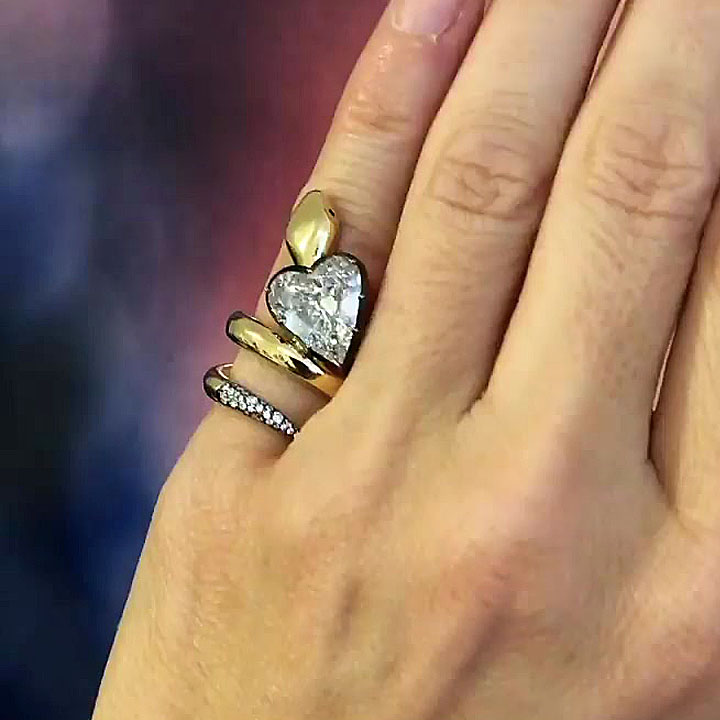 3ct Snake Heart Cut White Sapphire Engagement Ring