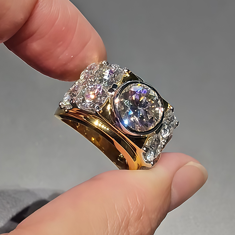 Bold Opulent 3ct Round Cut White Sapphire Wedding Band For Men