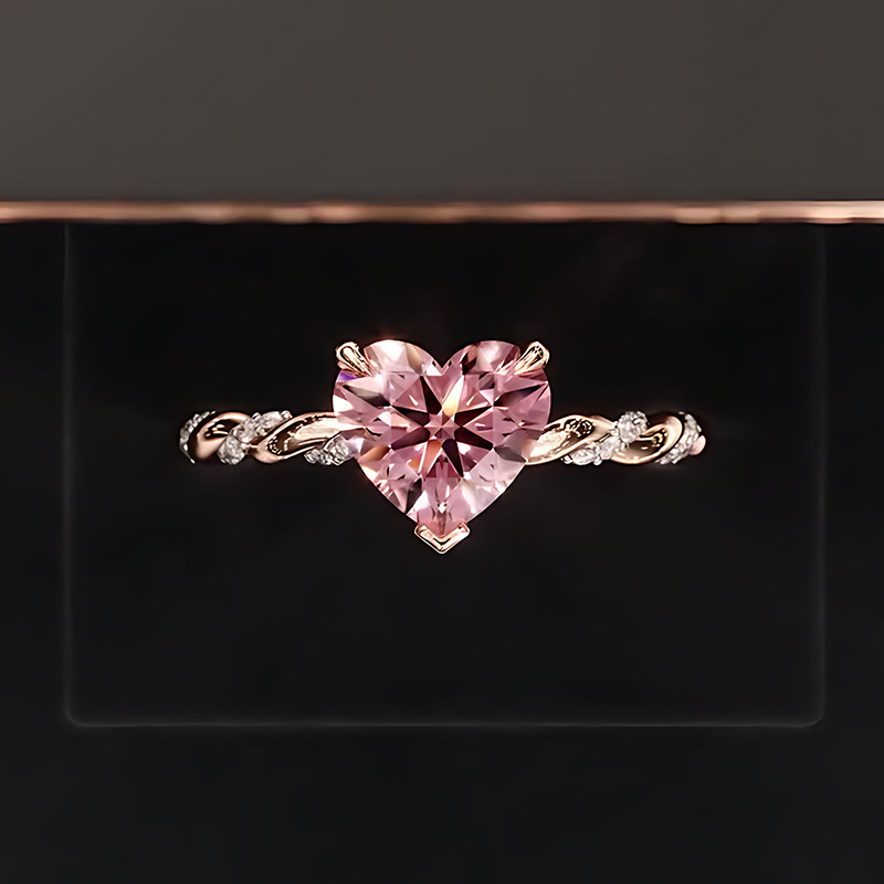 Romantic Rose Gold 2ct Heart Cut Pink Sapphire Engagement Ring