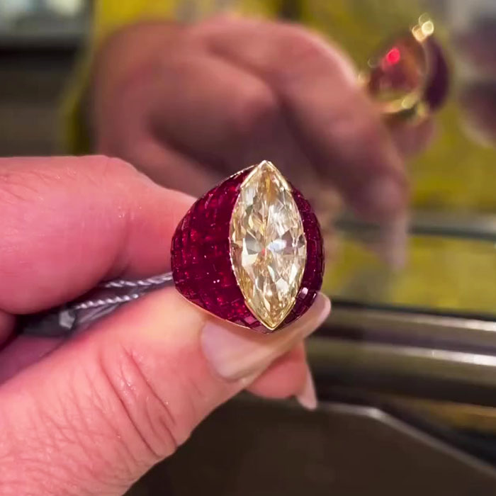 5ct Marquise Cut Yellow Sapphire Cocktail Ring