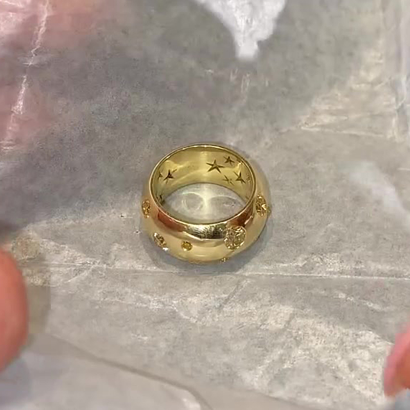 Pave Yellow Sapphire Bubble Dome Band Ring