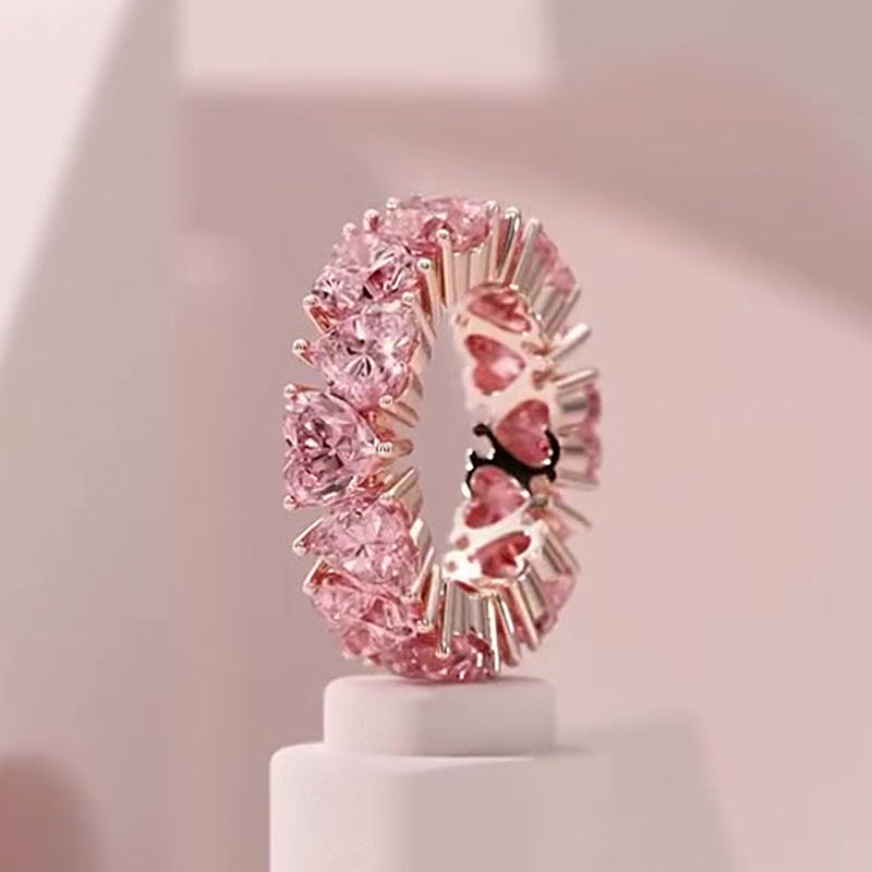 5.75ct Love Heart Cut Light Pink Sapphire Eternity Band
