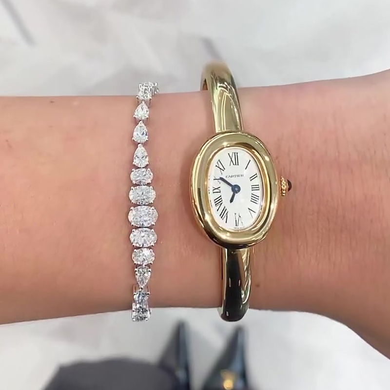 Oval & Pear Cut White Sapphire Bracelet