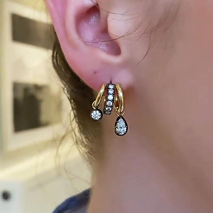 Pear&Round&Heart Cut White Sapphire Hoop Earrings