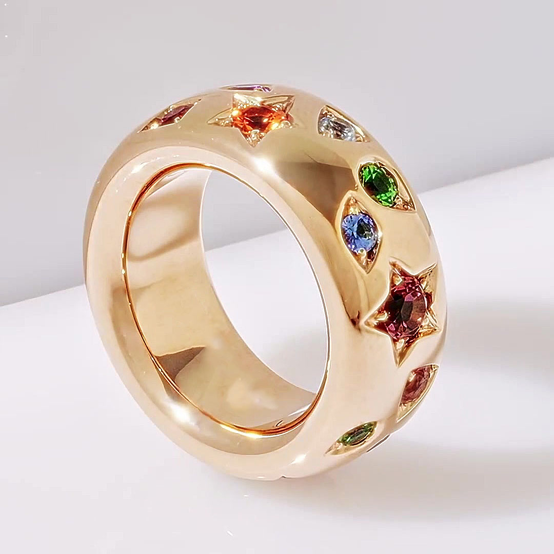 1.75ct Round Cut Rainbow Sapphire Wedding Band