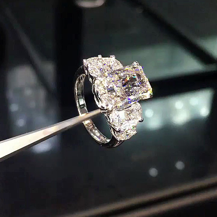 4ct Five-Stone Oval Cut White Sapphire Engagement Ring