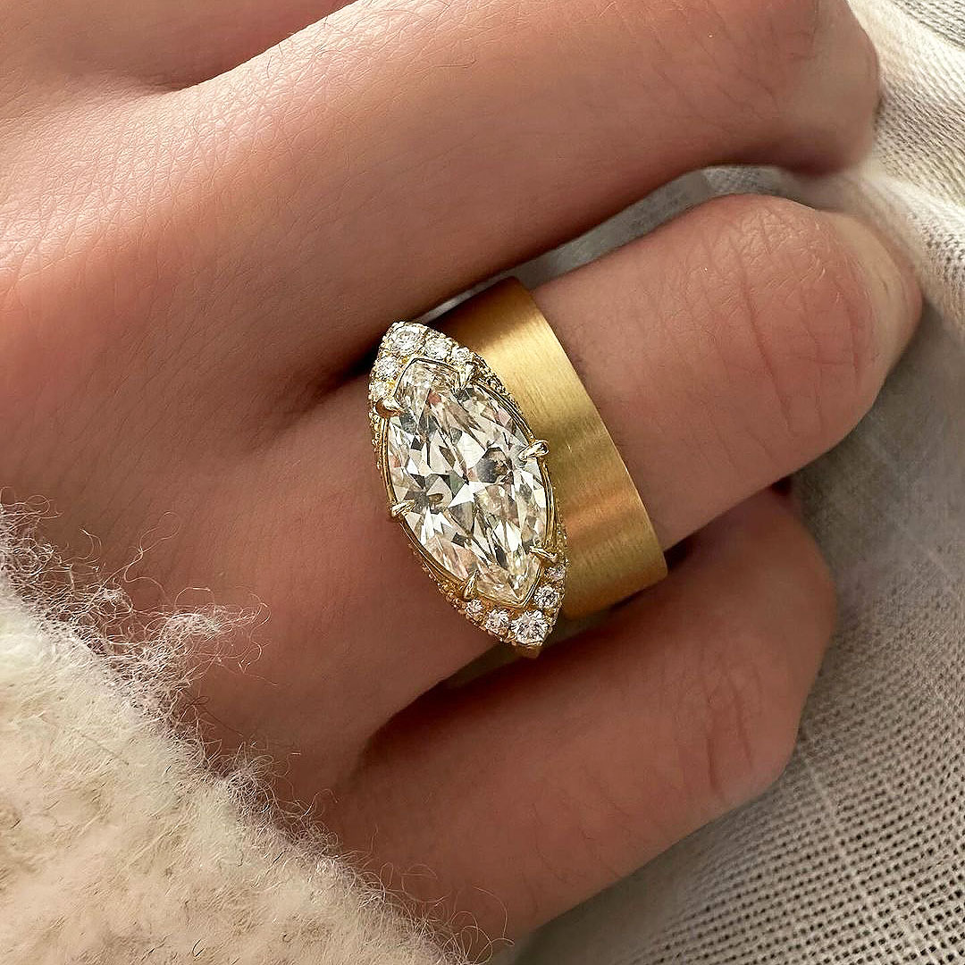 3ct Marquise Cut White Sapphire Wedding Set