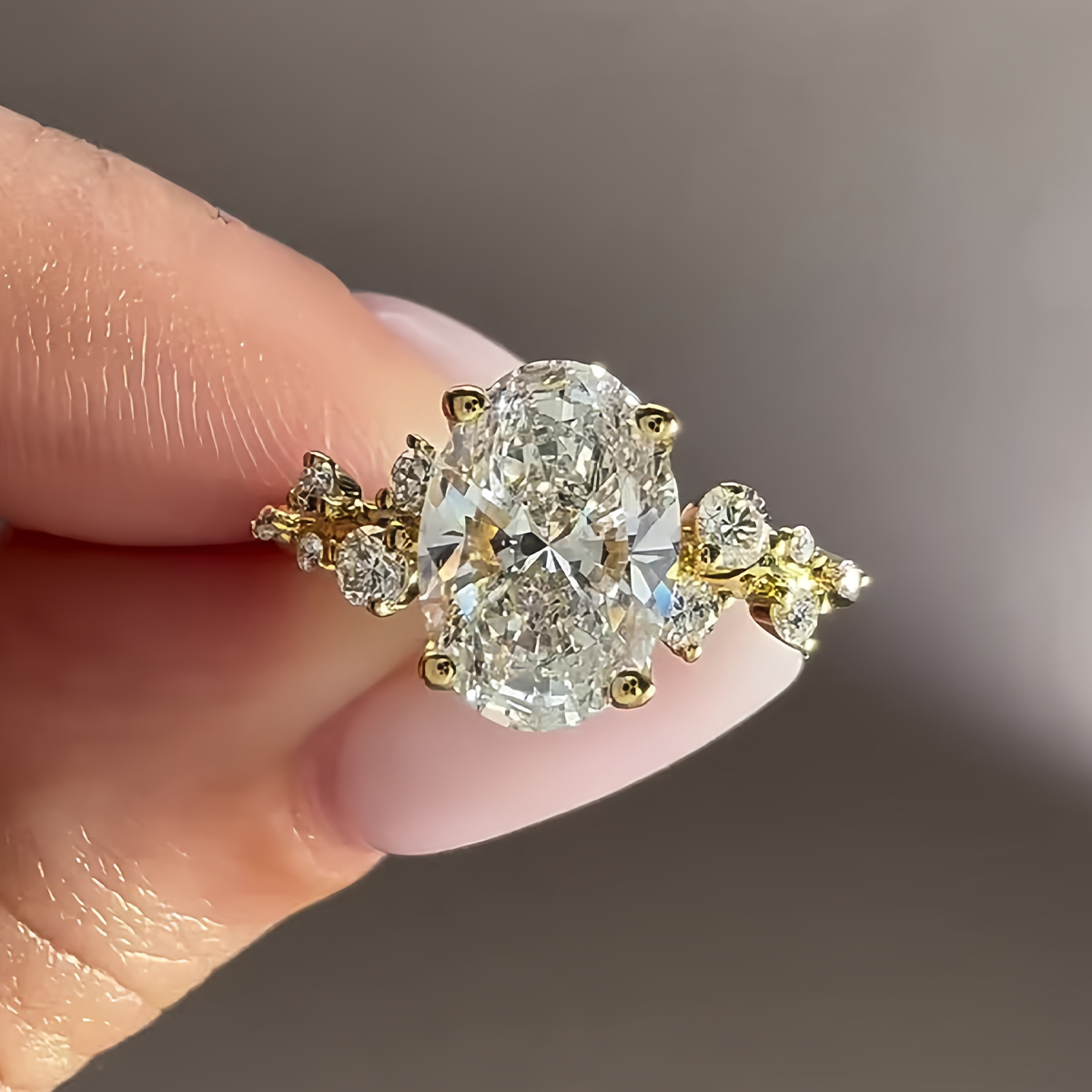 2ct Oval Cut White Sapphire Vine Engagement Ring