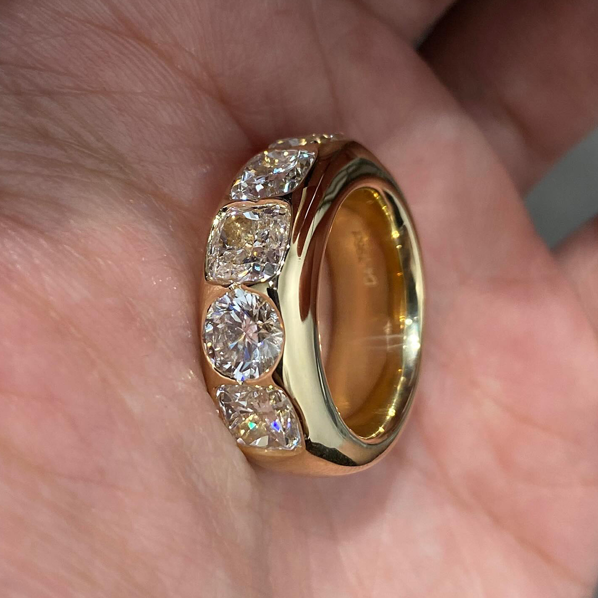 Cushion & Round Cut White Sapphire Wedding Band