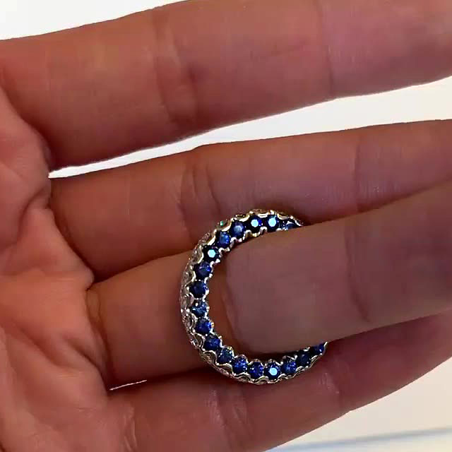 6.75ct Round Cut Blue&Emerald Sapphire Eternity Ring