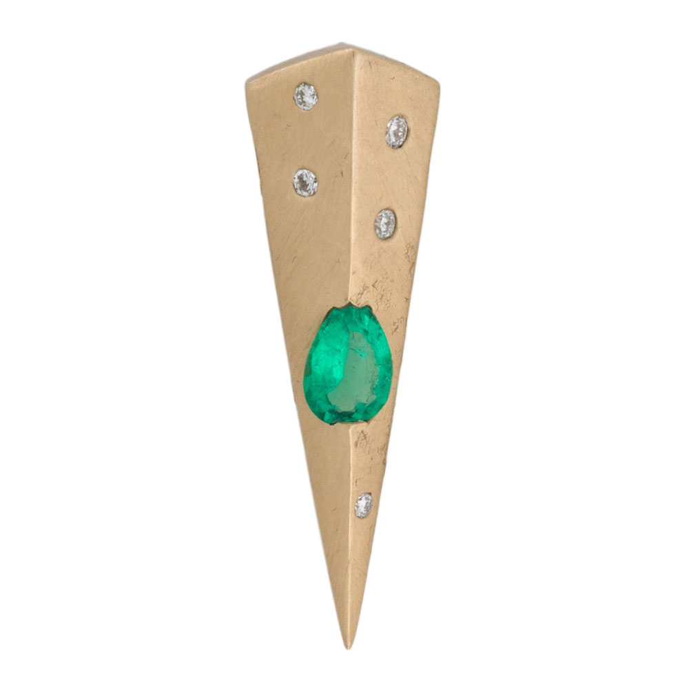 Tapered Shape Emerald&Diamond Pendant Necklace