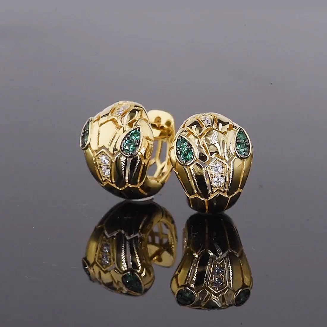 Cobra Snake Pierce Sapphire Stud Earrings