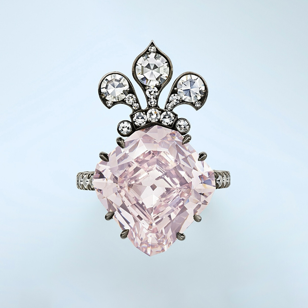 Gothic 4ct Cushion Cut Pale Pink Sapphire Engagement Ring