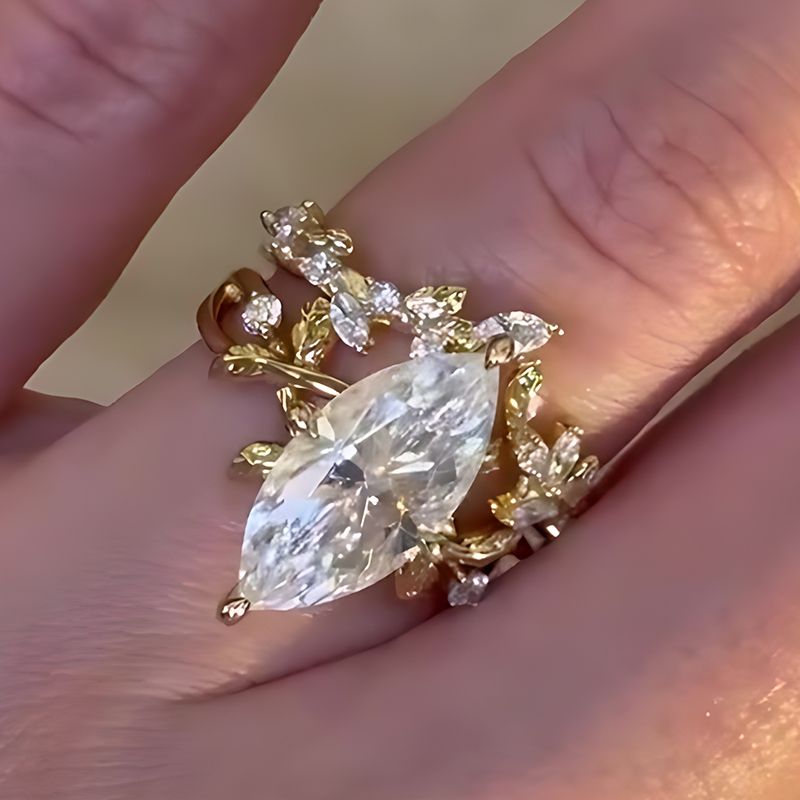 3ct Marquise Cut White Sapphire Wedding Set / 3pcs