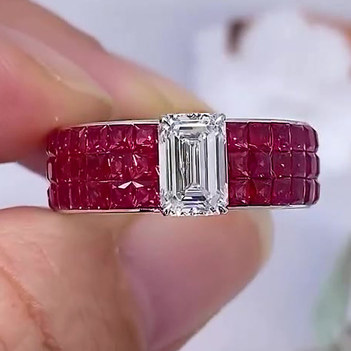 2ct Emerald Cut White Sapphire Engagement Ring