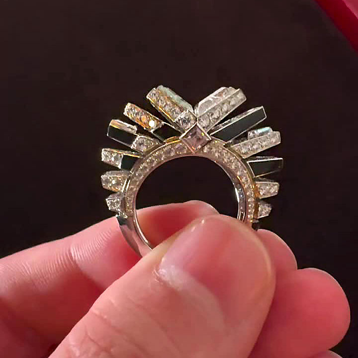 8.75ct Tapered Baguette Cut White Sapphire Cocktail Ring