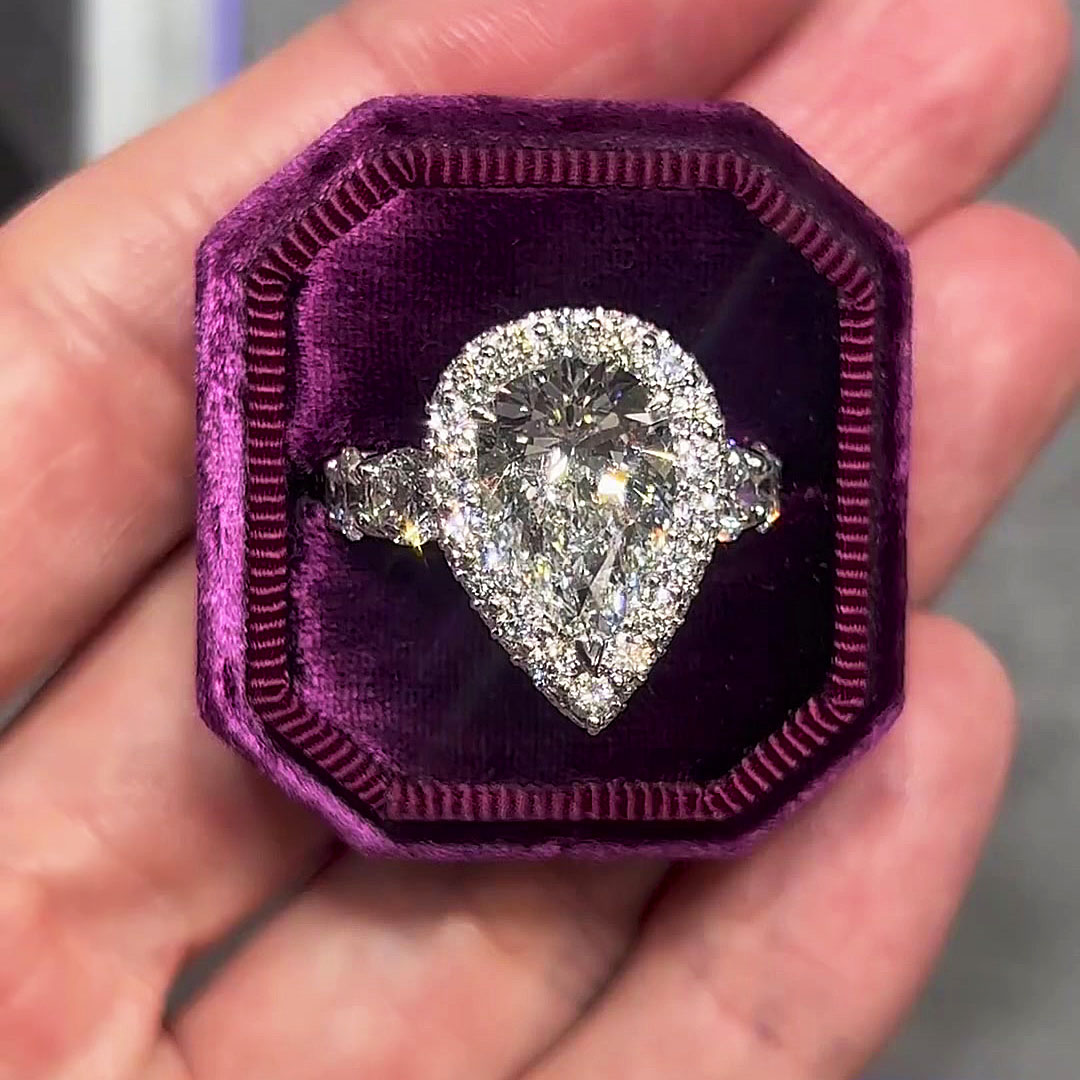 5ct Pear Cut White Sapphire Engagement Ring