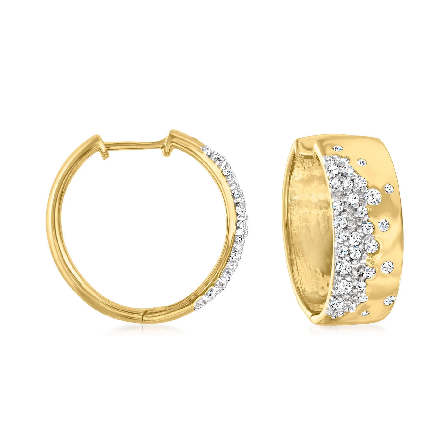 Scattered Diamond Hoop Earrings In Gold