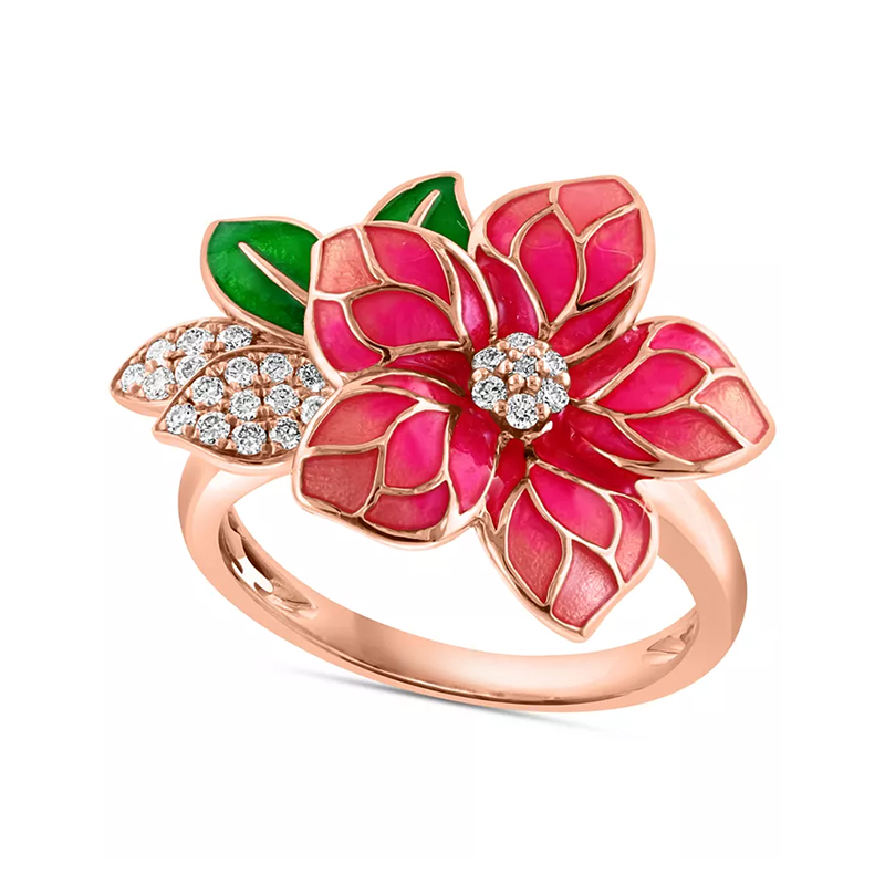 Blooming Flower 0.2ct White Sapphire Cocktail Ring