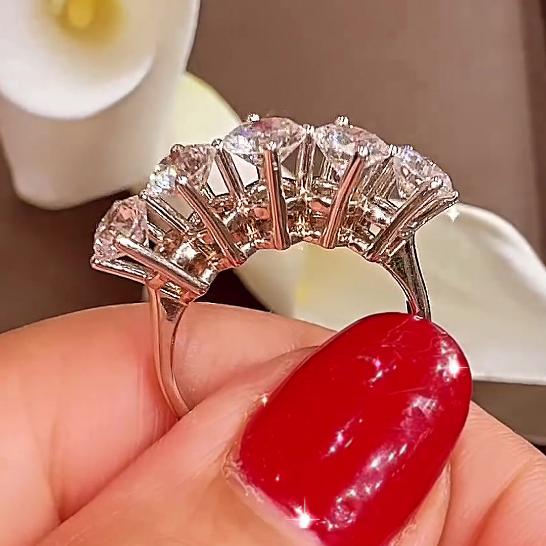 1.25ct Five-stone Round Cut White Sapphire Eternity Ring