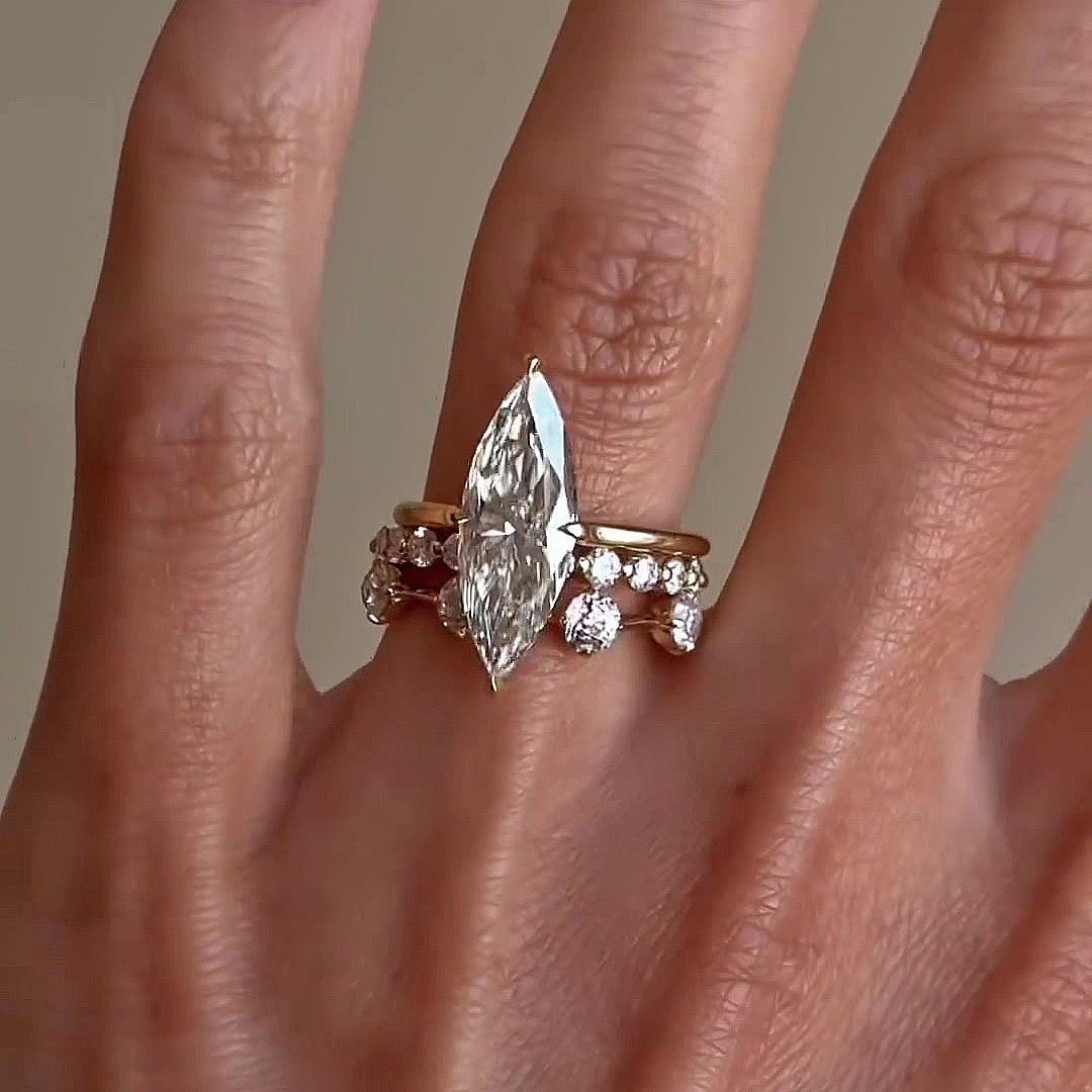 5ct Marquise Cut White Sapphire Wedding Set/3pcs