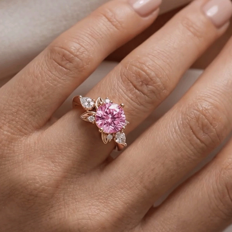 Fashion 2.25ct Round Cut Pink Sapphire Engagement Ring