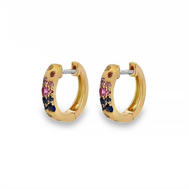 Scattered Multigem Sapphire Hoop Earrings