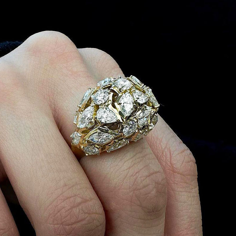 7.65ct Irregular Cut White Sapphire Eternity Ring