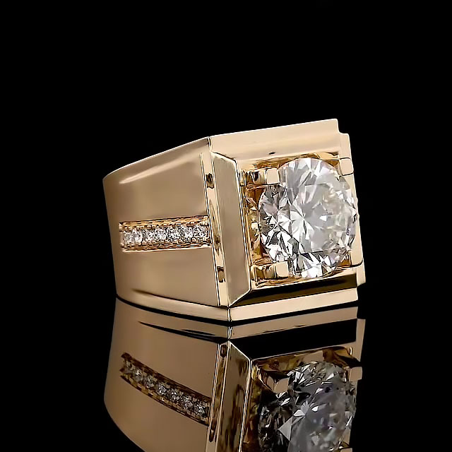 5ct Round Cut White Sapphire Men's Engagement Ring