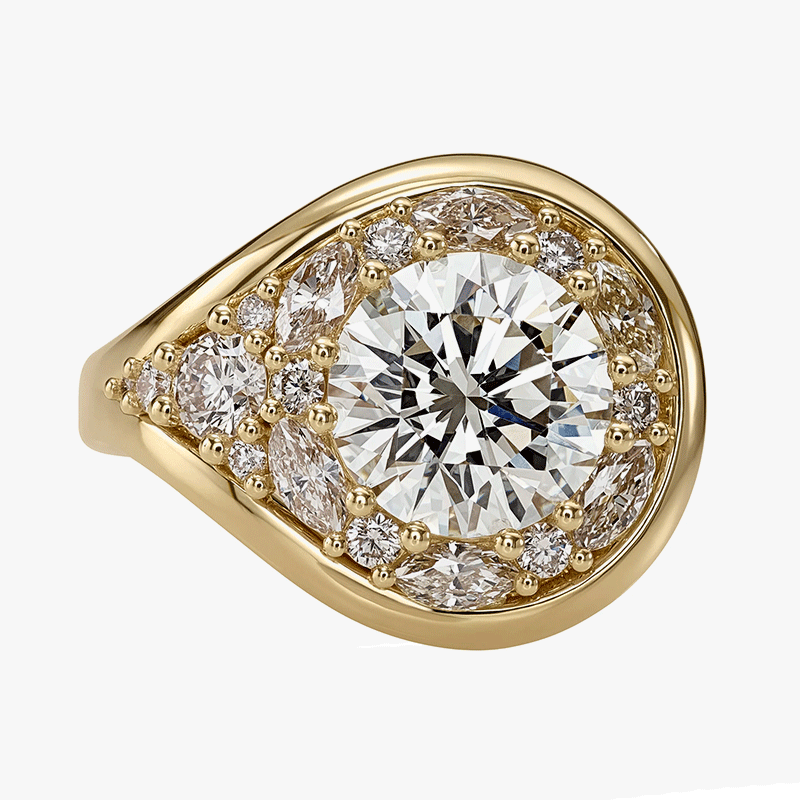 Classic 3ct Round Cut White Moissanite Halo Engagement Ring
