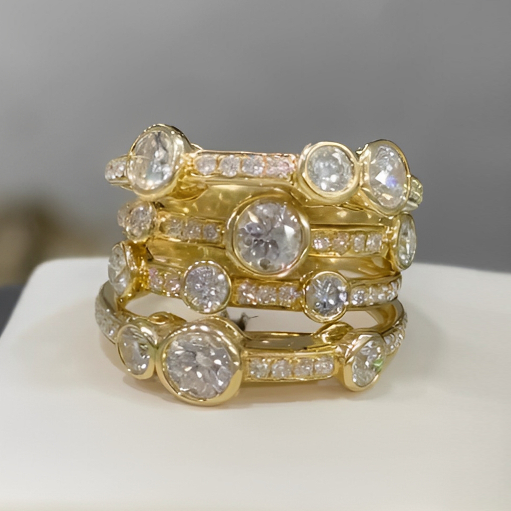 Multi Row 6.25ct Round Cut White Sapphire Wedding Band