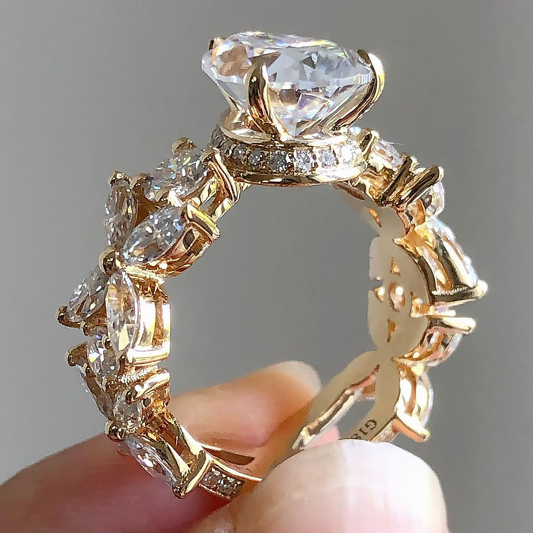 4ct Pear Cut White Sapphire Engagement Ring