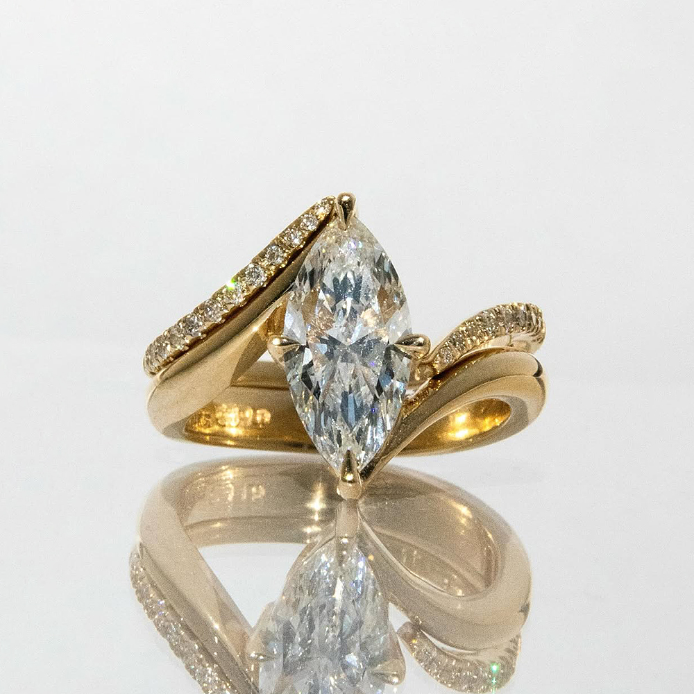 2ct Marquise Cut White Sapphire Stackable Engagement Ring