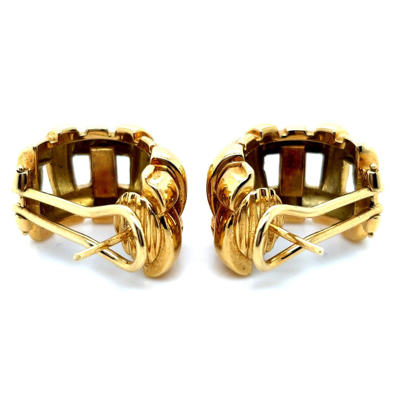 Basket Weave Sterling Silver Hoop Earrings In Gold Plating