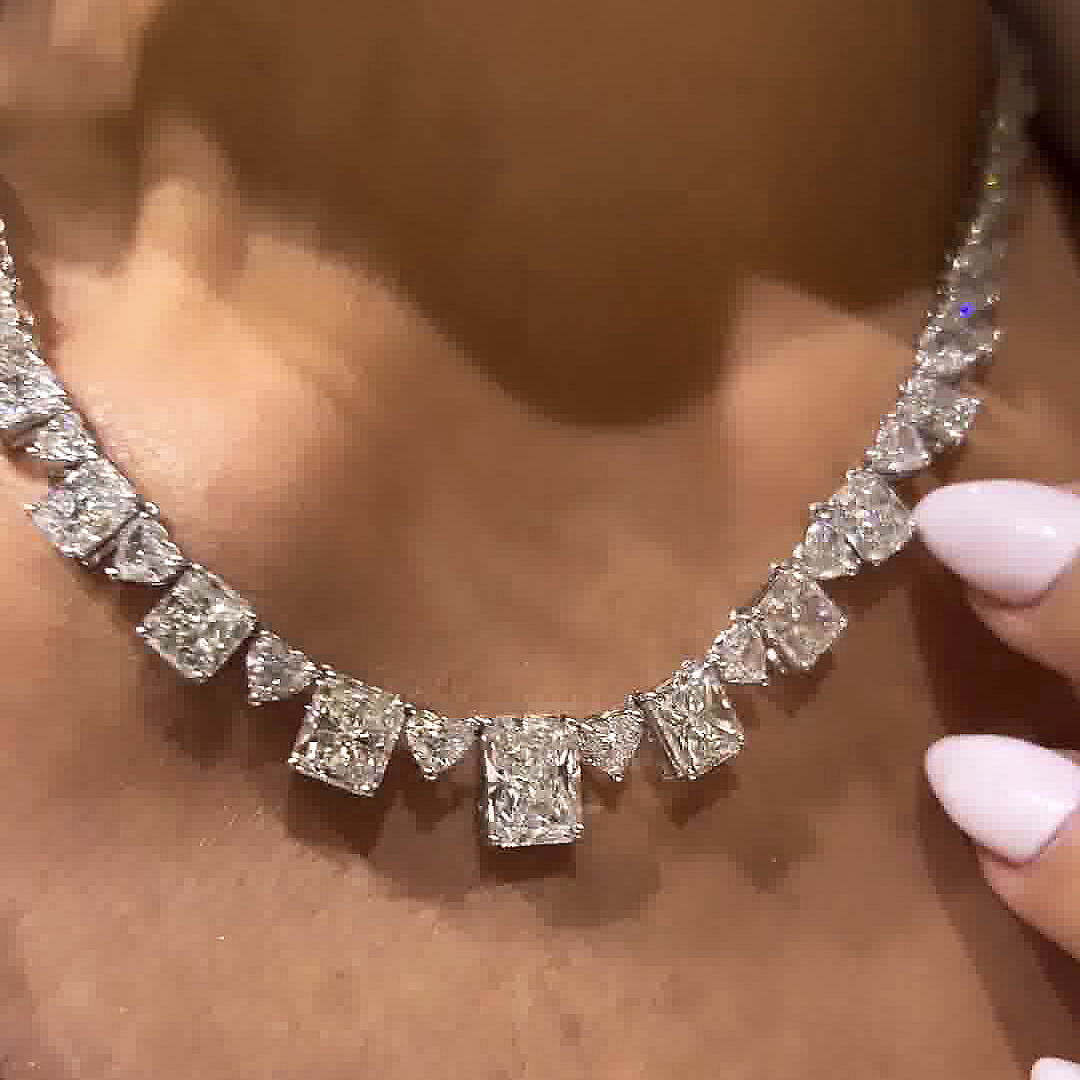 Radiant&Heart Cut White Sapphire Necklace