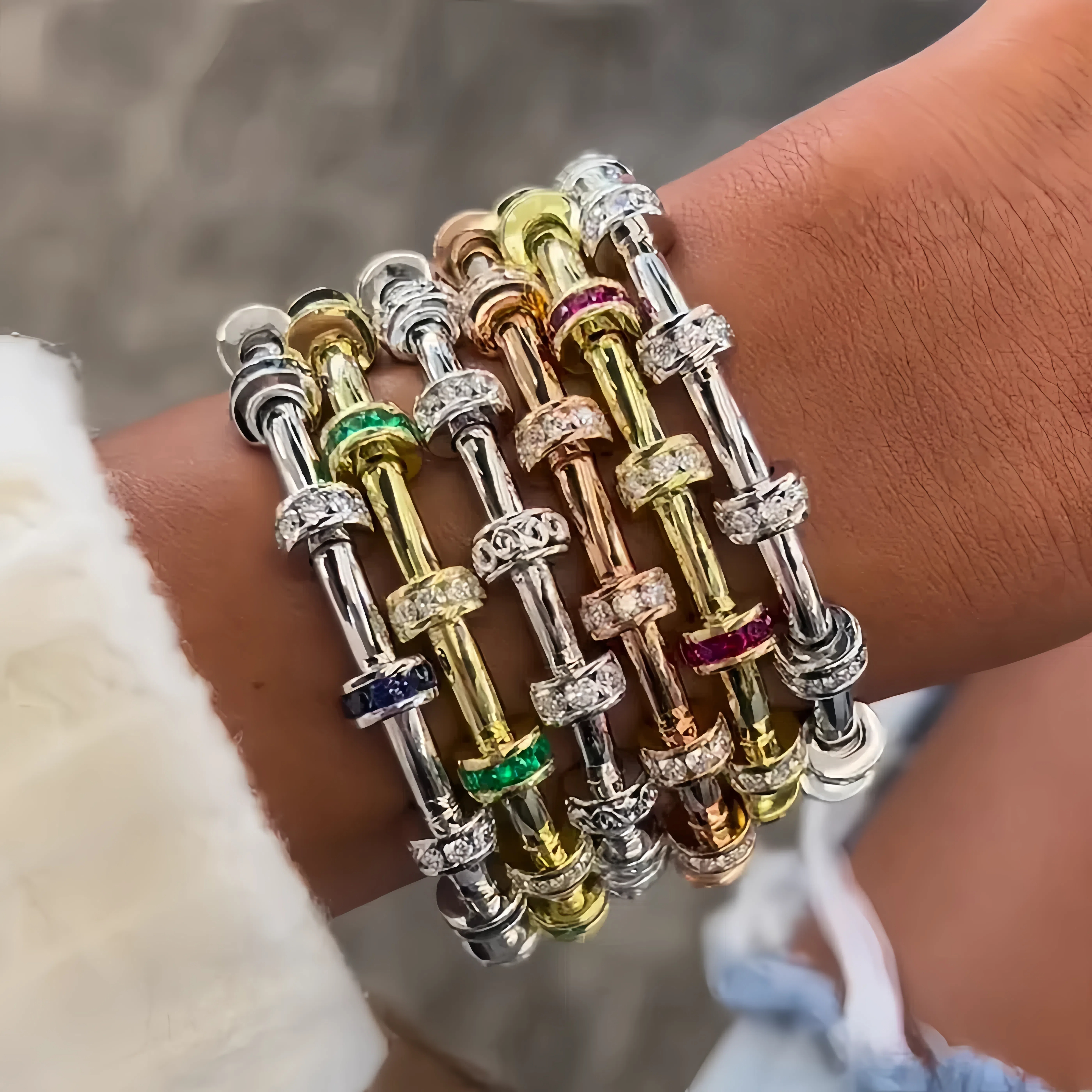 Round Cut Multi-color Tube Bracelets