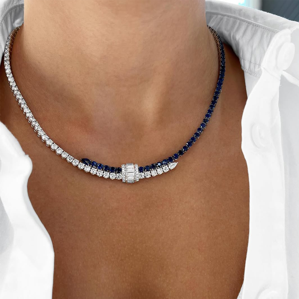 Color Block Unisex Necklace - Blue/Pink Option