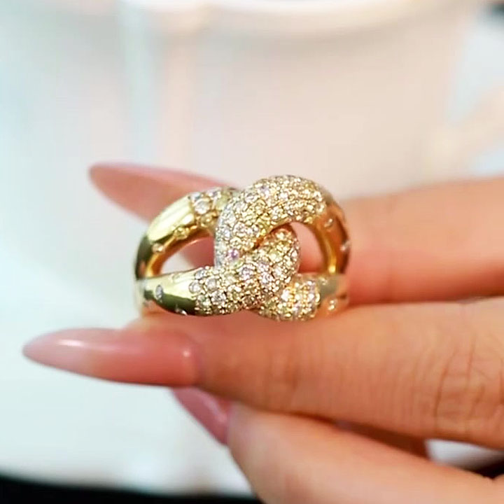 3.25ct Micro-pave Setting Round Cut White Sapphire Knot Ring