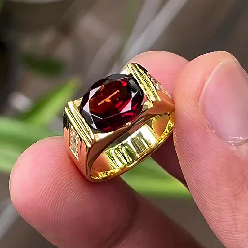 3ct Oval Cut Ruby Sapphire Men's Engagement Ring