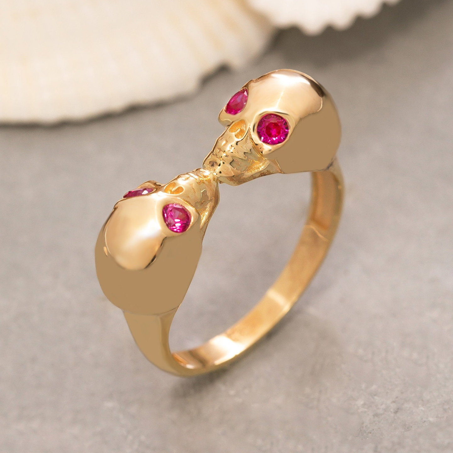 1ct Special design Round Cut Ruby Skull Ring