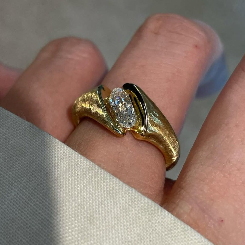 1ct Oval Cut White Sapphire Solitaire Ring