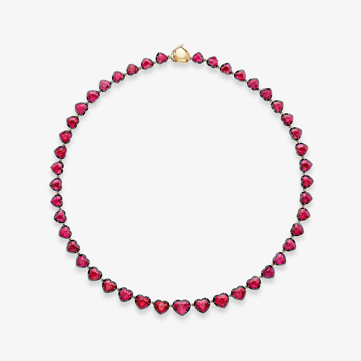 Ruby Heart Button Back Necklace