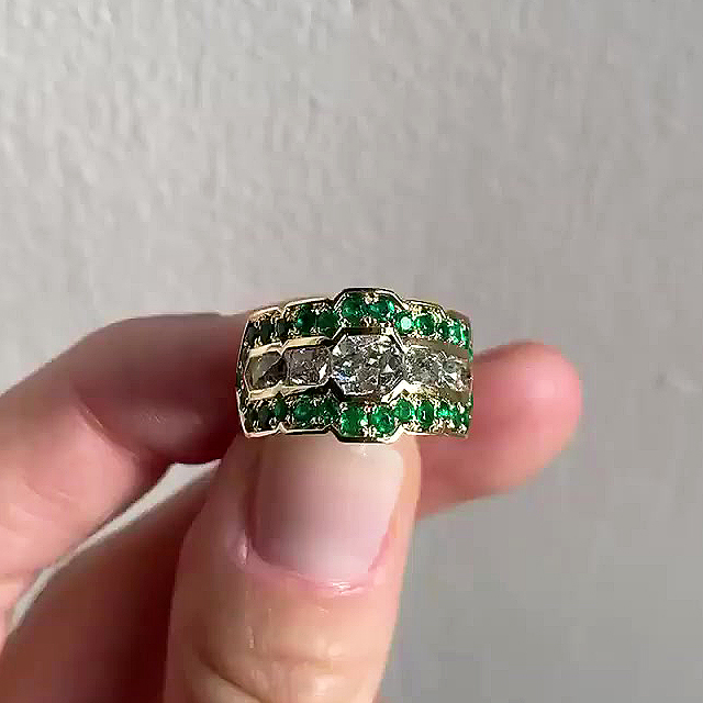 6.75ct Round Cut Emerald Sapphire Eternity Ring