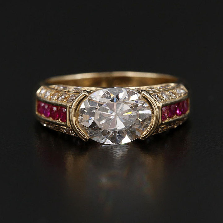 2ct Oval Cut Ruby Sapphire Engagement Ring