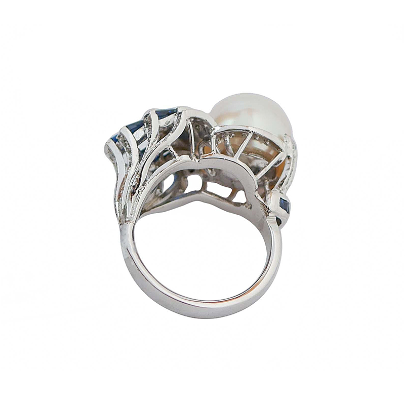 Antique Pearl&Diamond&Sapphire Cocktail Ring